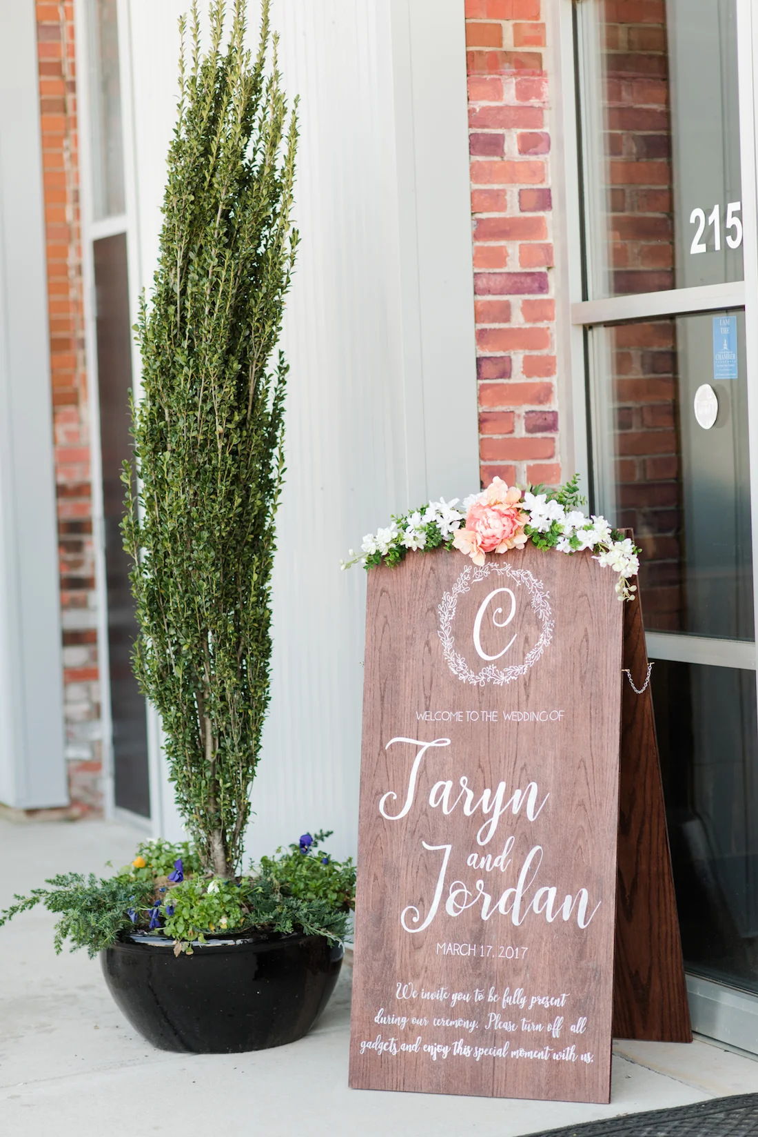 Taryn and Jordan's wedding reception sign