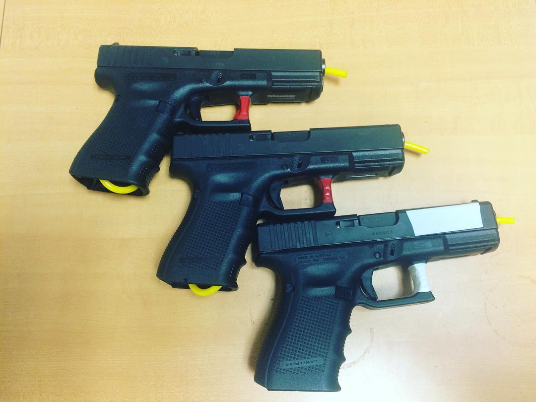 Real Pistols but safetied! Add a mounted light and see if your defense changes.