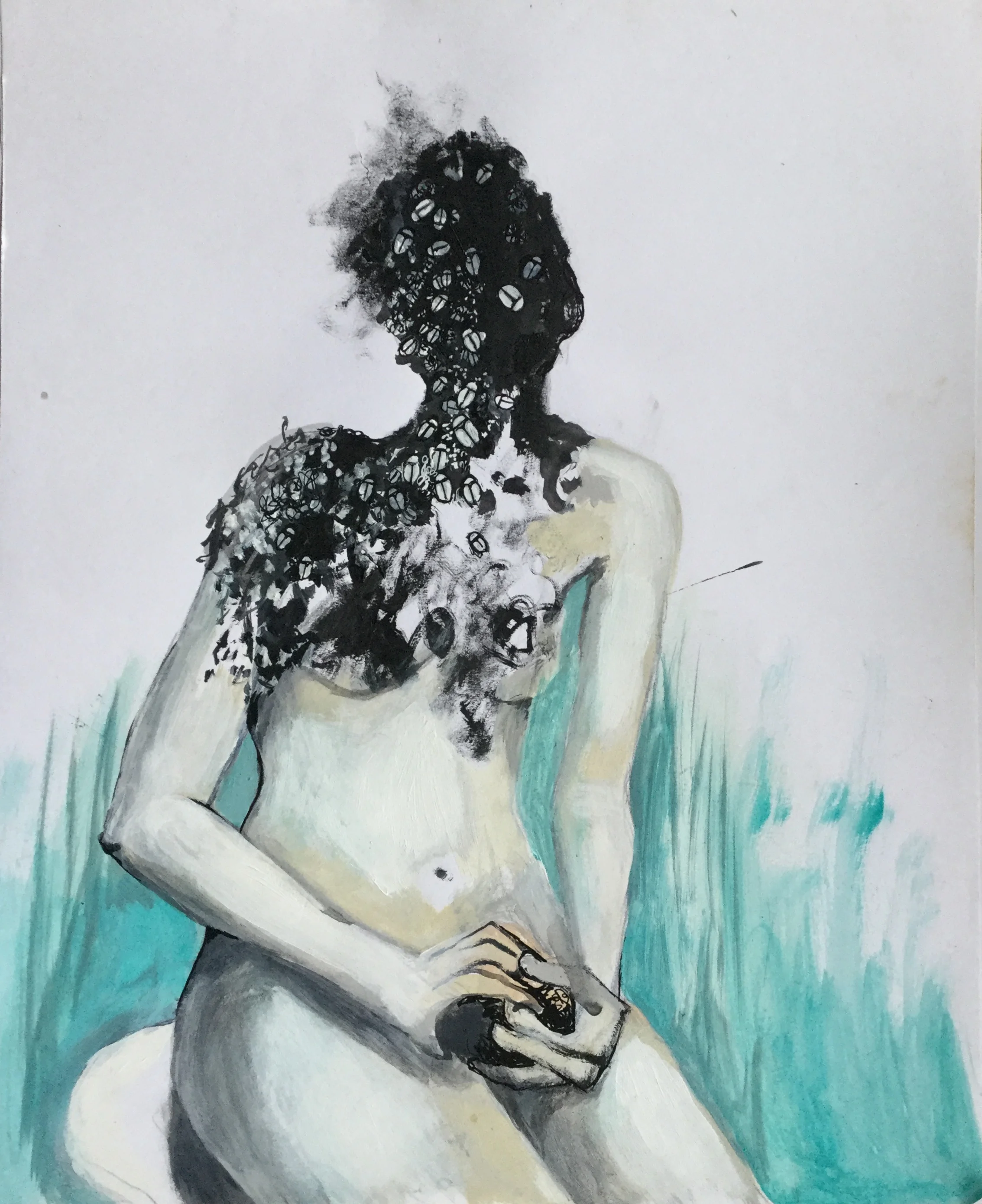 Mixed media on paper. 14” x 16 3/4”