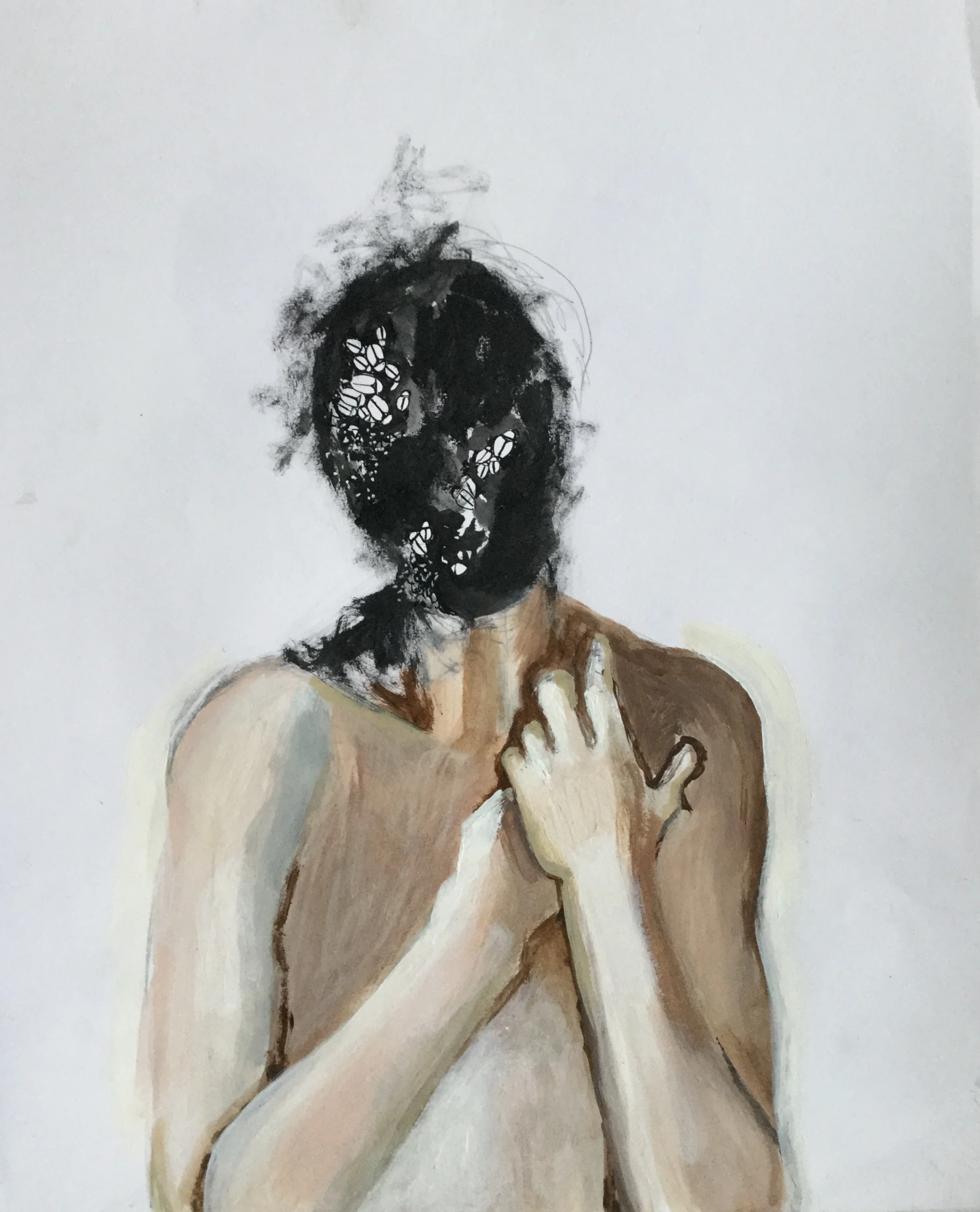 Mixed media on paper. 14” x 16 3/4”