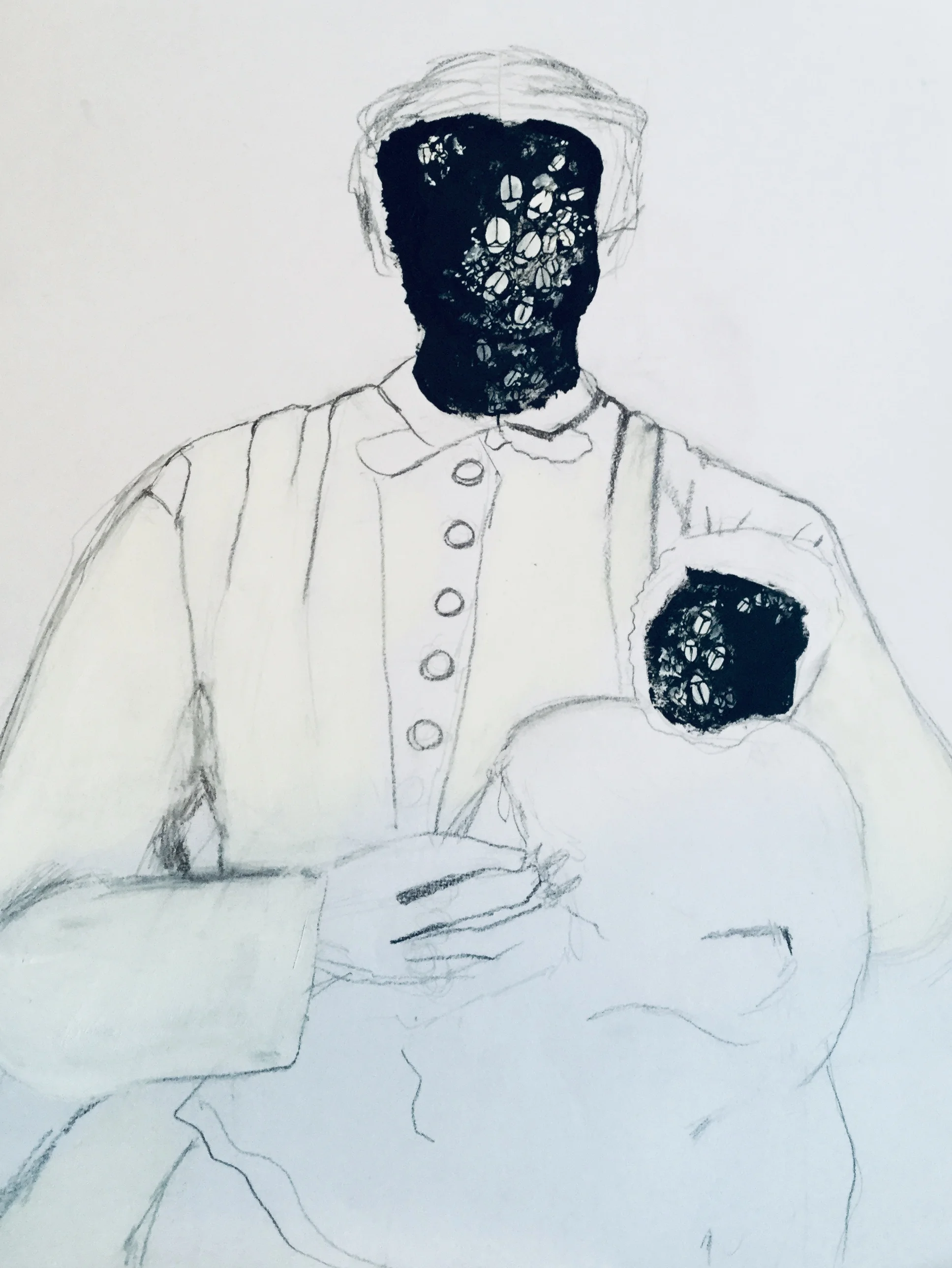 Mixed media on paper. 14” x 16 3/4 “ 