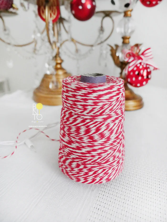 Use Red & White Twine Roll as a vase for Dried Flowers to keep it festive during the holidays. All details matter :)