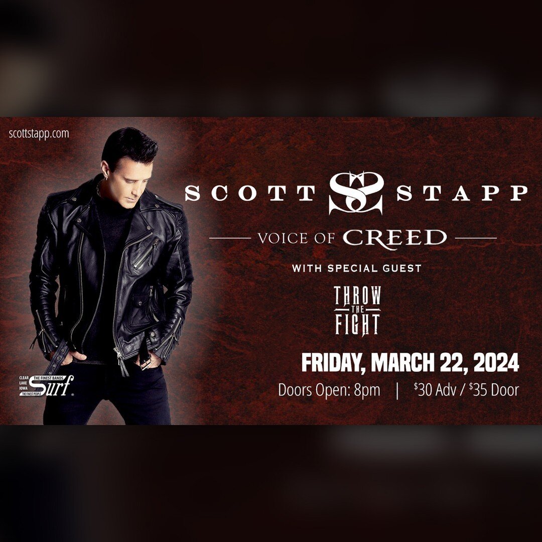 We're in Clear Lake, IA, TONIGHT at The Surf Ballroom supporting Scott Stapp! 🔥 🤘

🎟️ Tickets at: www.surfballroom.com