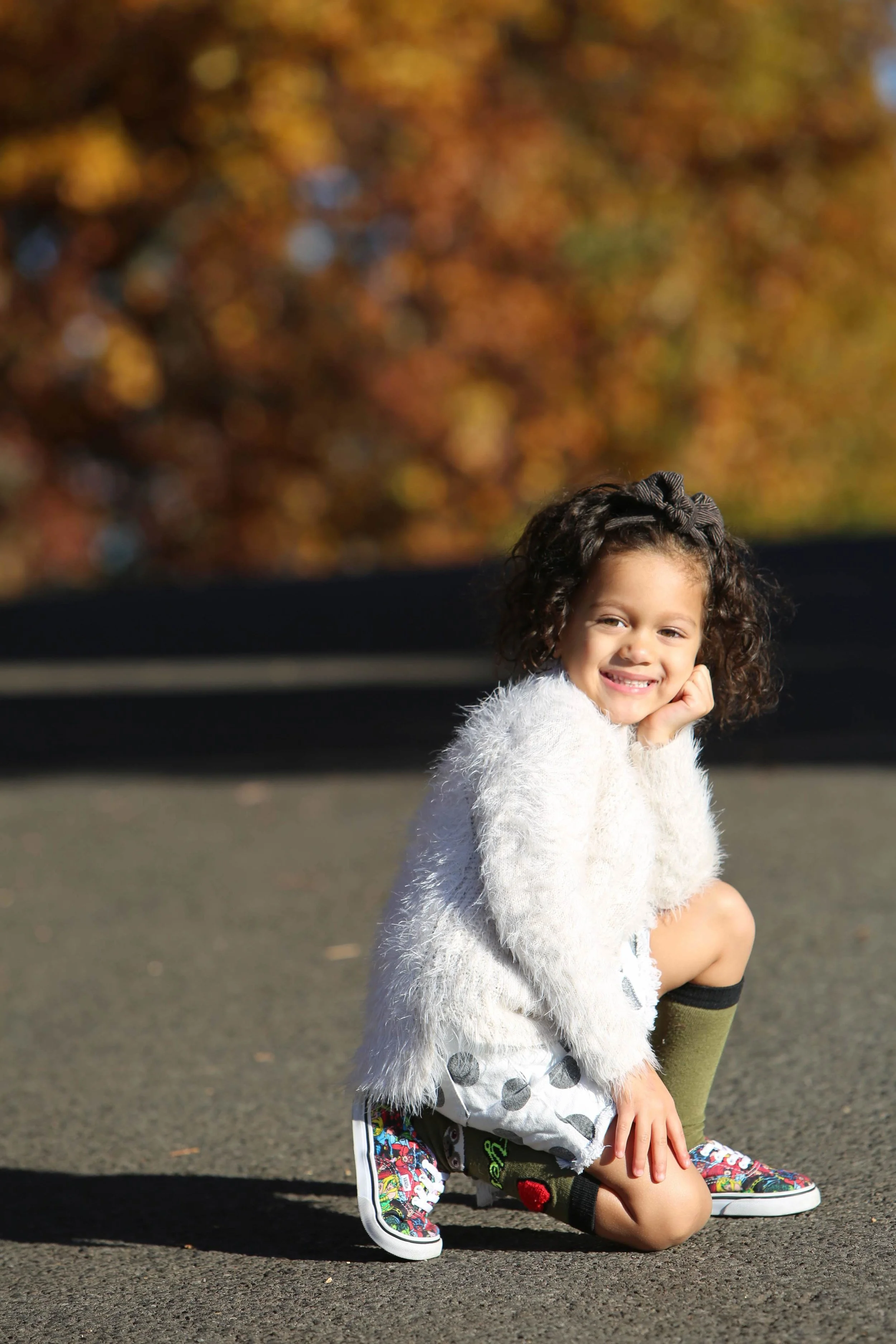 Then, throw on a chunky solid sweater and you’re chilly-weather proof.