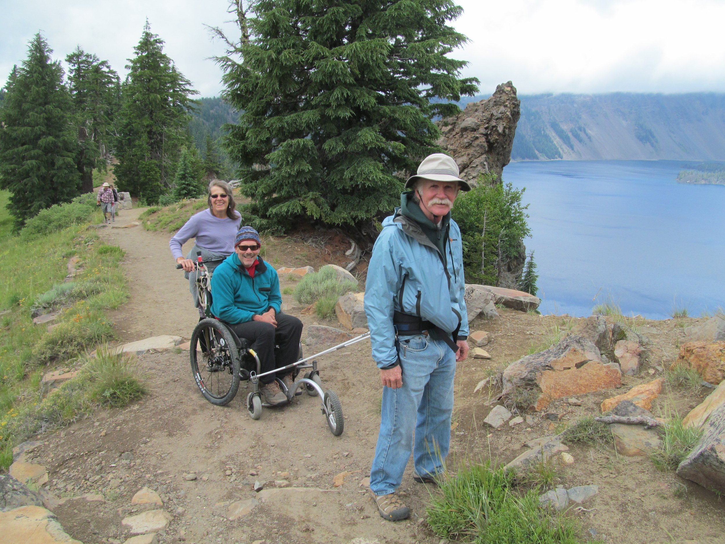  AdvenChair founder, Geoff Babb, in a prototype AdvenChair at Crater Lake 