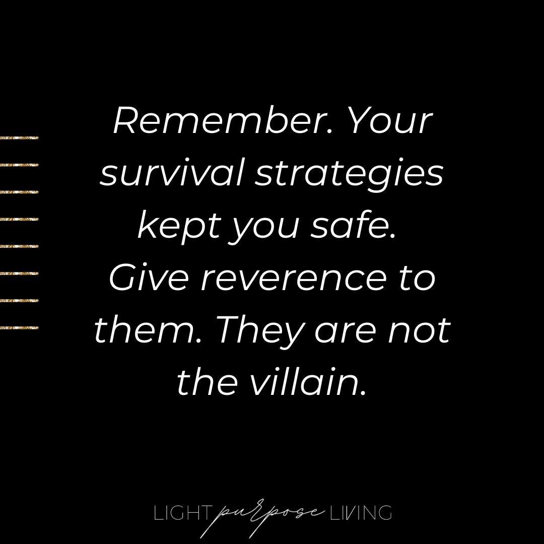 Read it again 👆🏼⁠
⁠
It disturbs me when I see certain coaches, spiritual gurus, and so-called experts talk about your survival strategies as being 'bad things' that you need to 'get rid of'... or maybe even banish through toxic positivity.⁠
⁠
- You