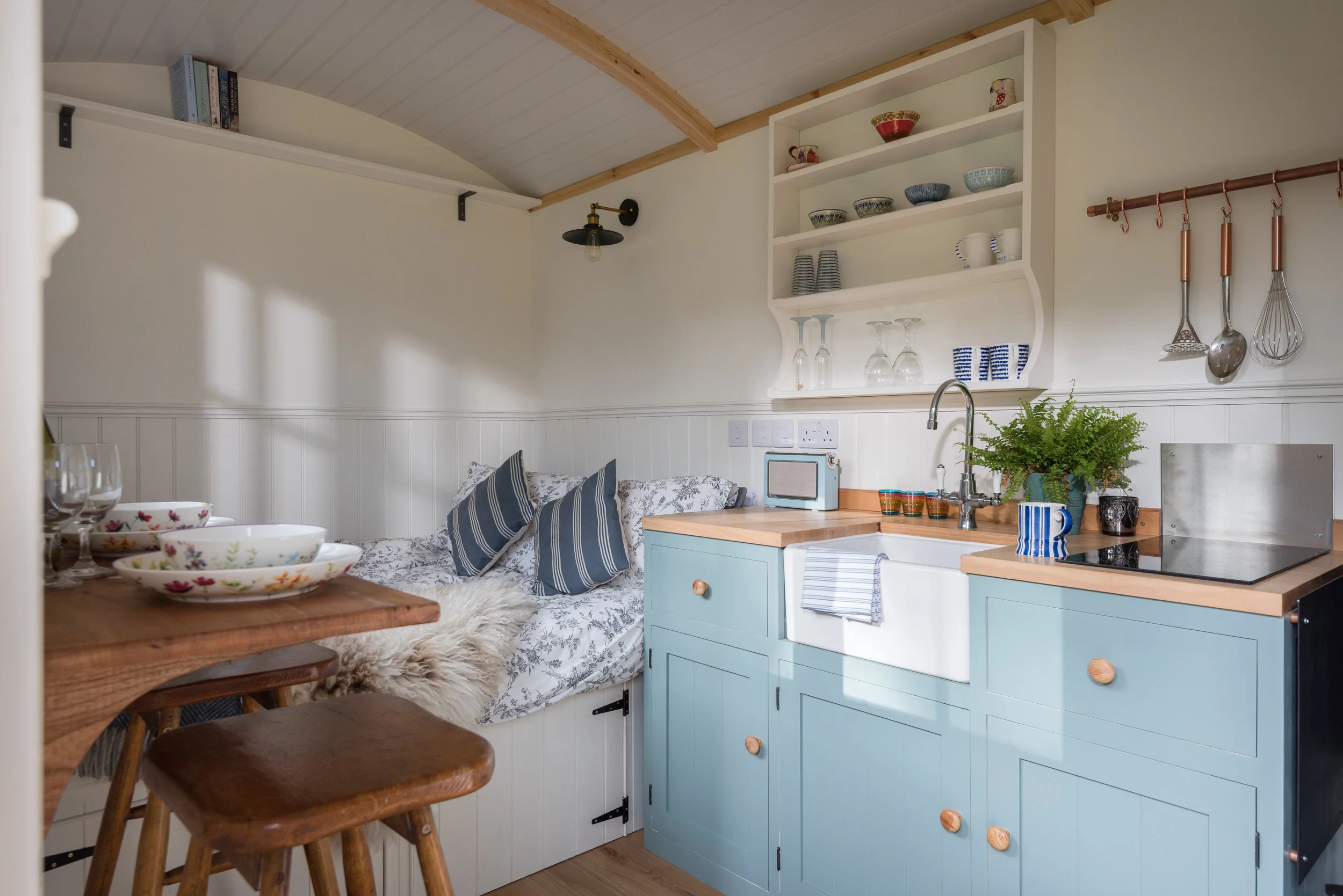 Handmade kitchenette with mini Belfast sink