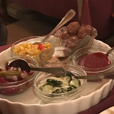 Relish tray at Dobie's Steak House in St. Francis, WI