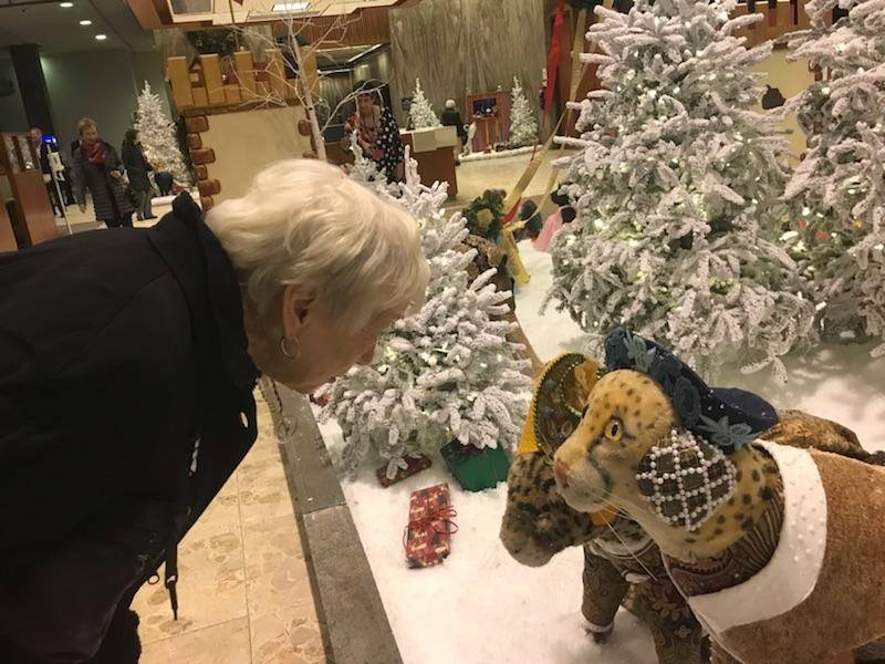  A guest on a private Christmas Lights & Desserts tour enjoying time to explore the annual BMO Harris Holiday Display 