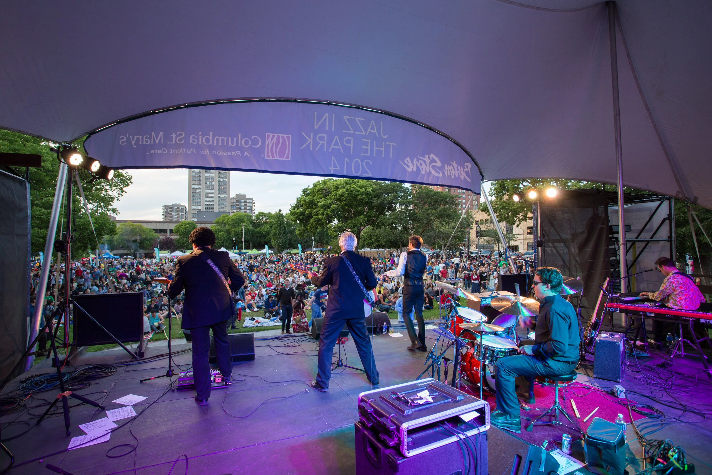 Jazz in the Park happens weekly throughout the summer in Cathedral Square