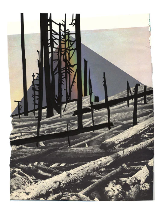 American Heritage #5, 2012, Gouache and magazine collage, 11 x 8 1/2 inches