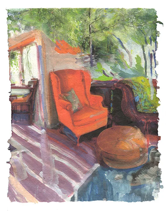 Dawn's Chair, 2015, Digital print on homegrown and homemade cotton paper, 18 x 24 inches