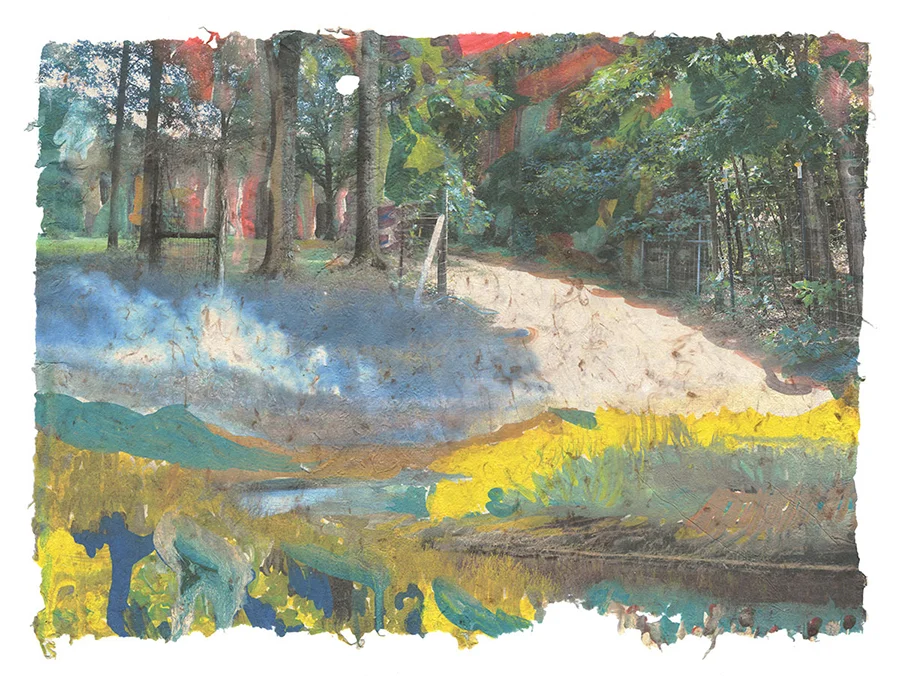 Road In, 2015, Digital print on homegrown and homemade cotton paper, 18 x 24 inches
