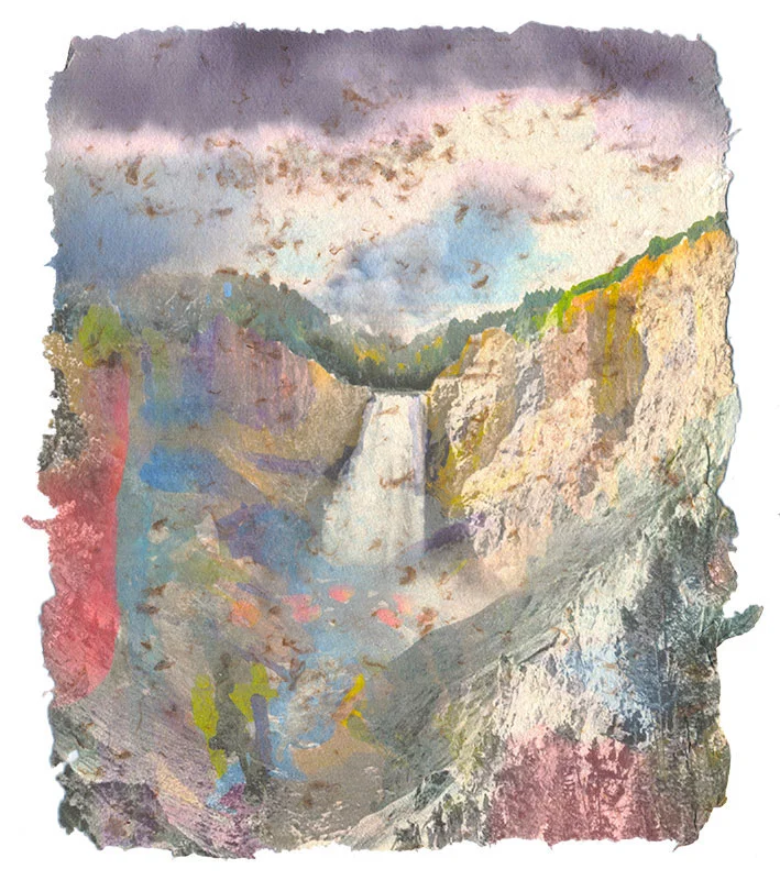 Waterfall, 2014, Digital print on homegrown and homemade cotton paper, 8 x 10 inches