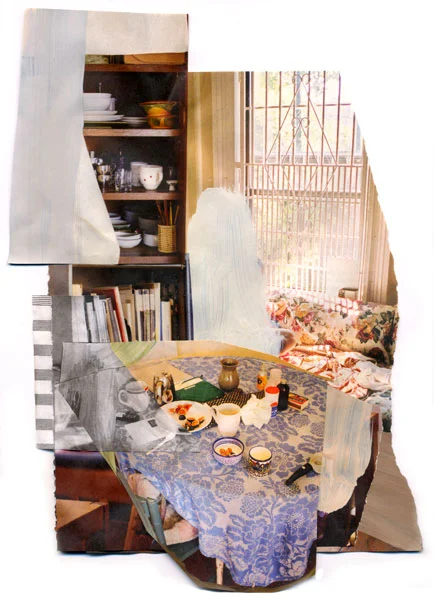 Set Table, 2009, Acrylic paint and magazine collage,7 1/2 x 11 inches