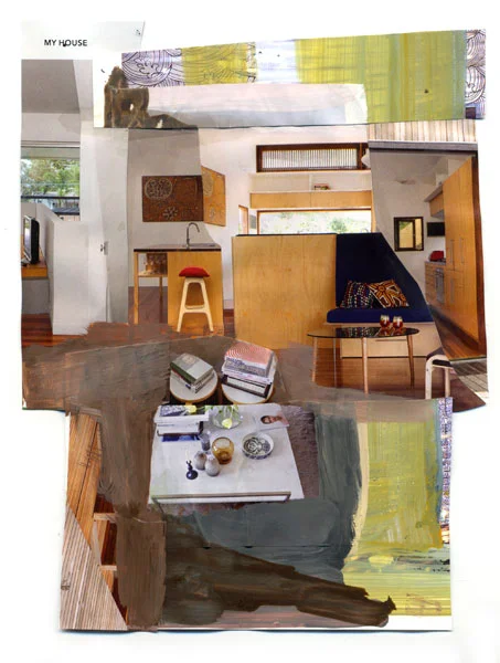 My House, 2009, Acrylic paint and magazine collage, 8 1/2 x 6 1/4 inches