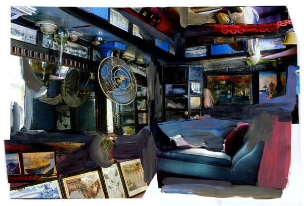 Mirror Room, 2009, Acrylic paint and magazine collage,16 3/4 x 11 inches