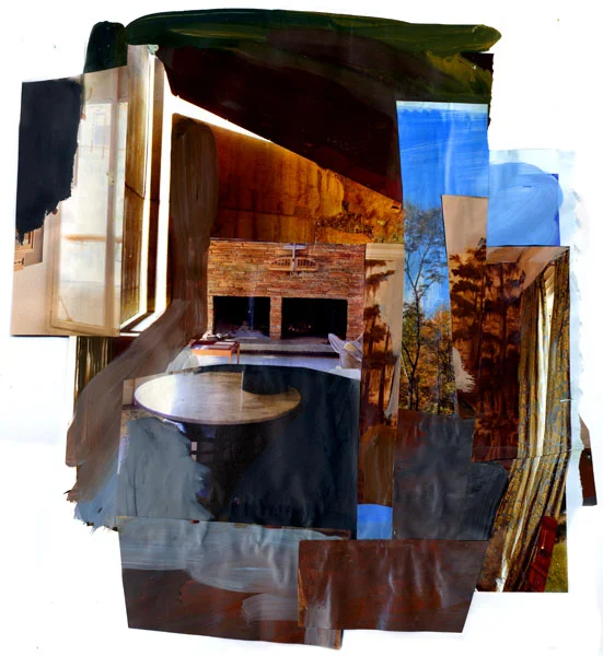 Inhabit, 2009, Acrylic paint and magazine collage, 12 x 13 3/4 inches