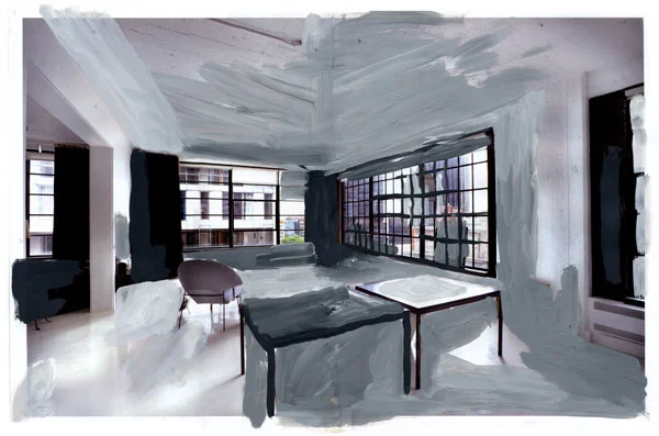 Almost Nothing, 2009, Acrylic paint and magazine collage, 11 3/4 x 18 inches