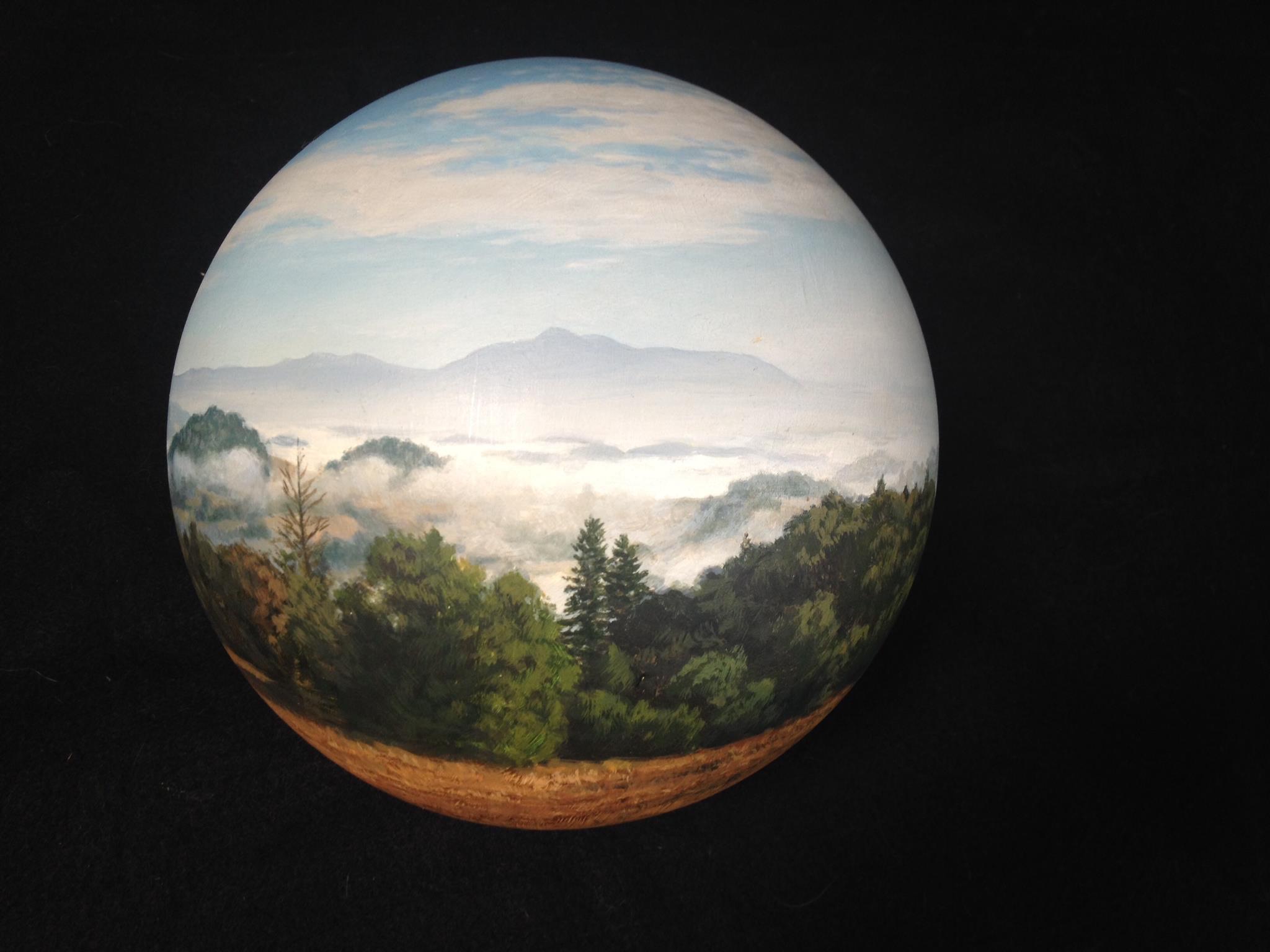 Christopher Evans, Mountain in the Distance 8" Panosphere Acrylic on Acrylic, 1999