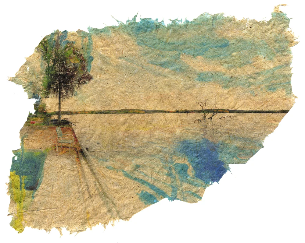 She Worries For Him, 2017, Pigment print on handmade paper (kozo and bamboo), 18 x 12 1/2 inches