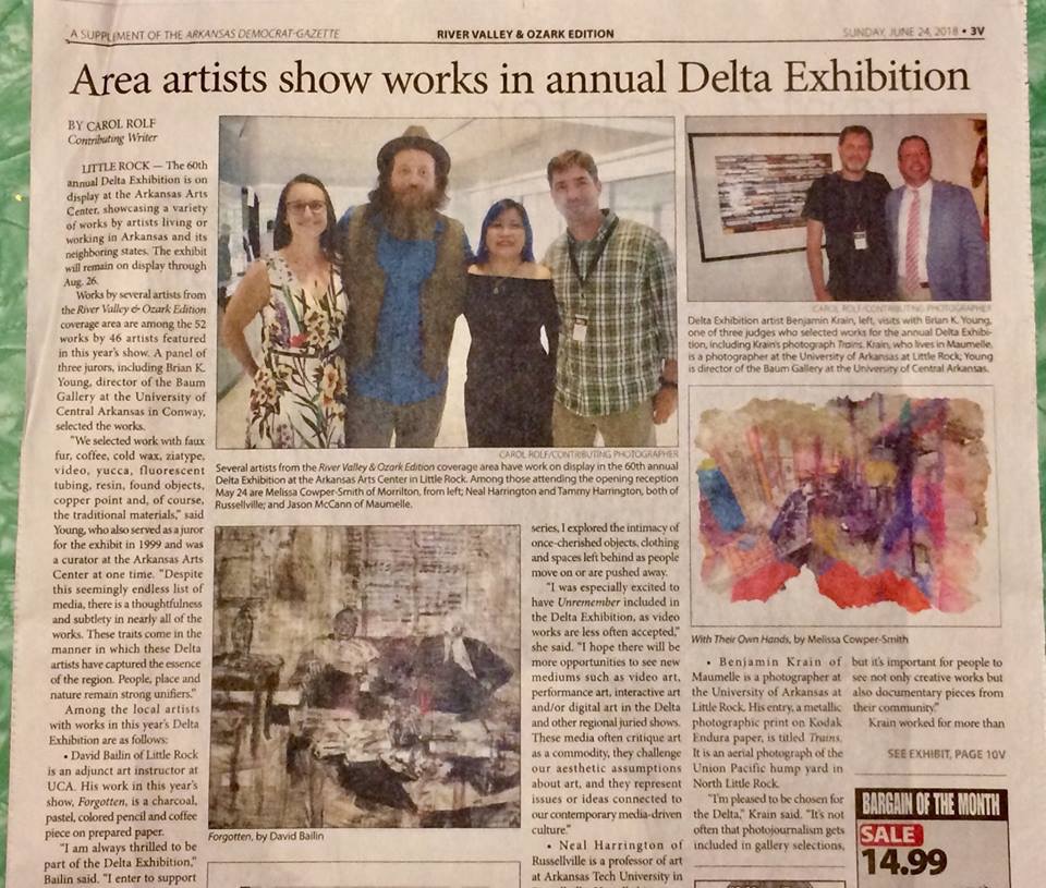  Images and article about the Delta Exhibition in the River Valley &amp; Ozark Edition of the Arkansas Democrat Gazette. 