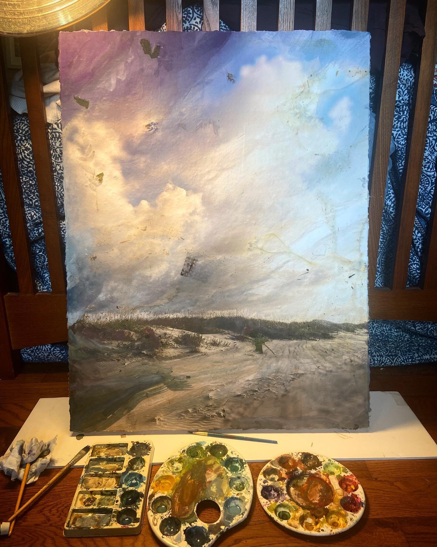 Working on the last piece for my show that opens next week @211south 
My process has so many steps— and people often ask me “how did you make this!?” 
I tell them magic. It’s just pure magic. 😜🪄✨