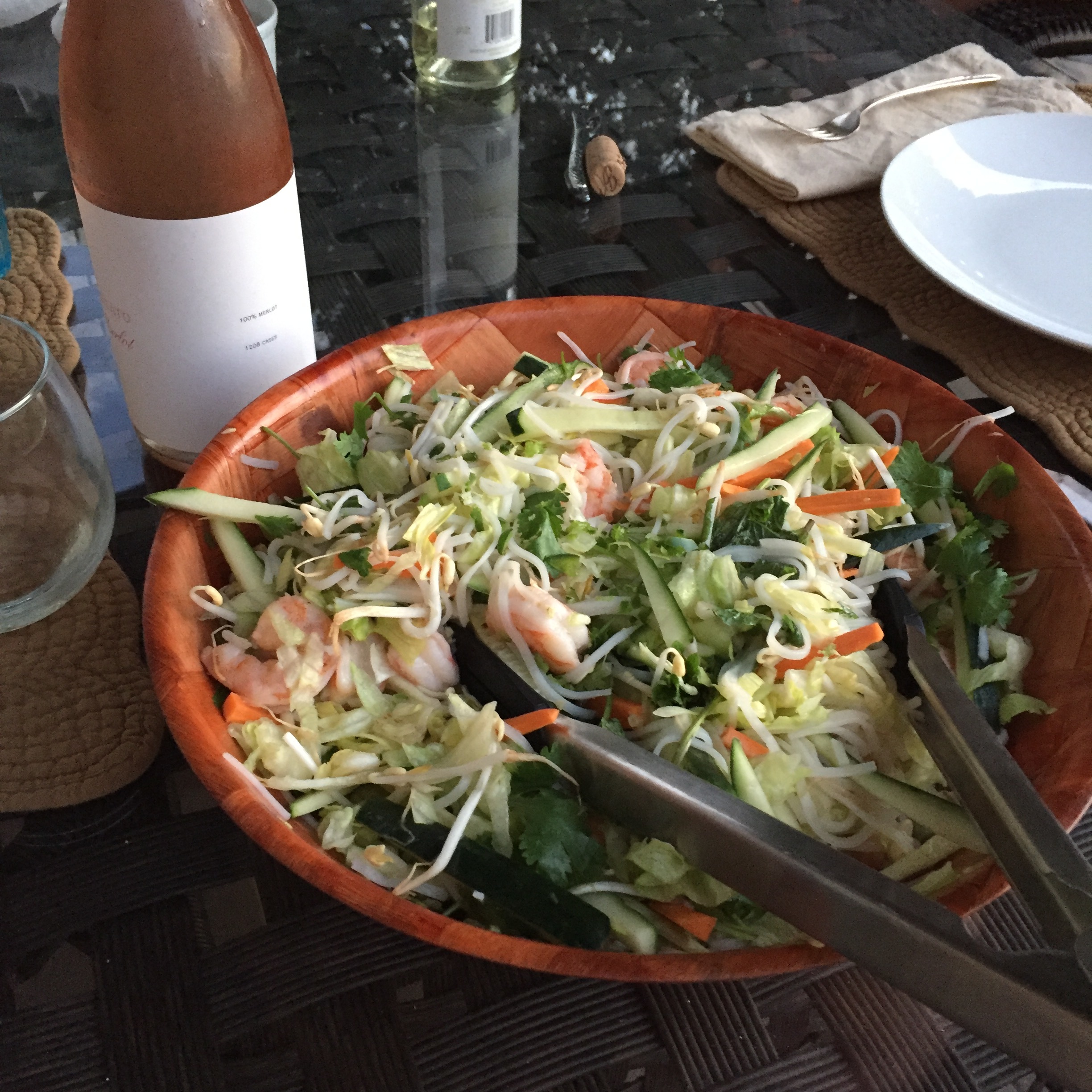 Vietnamese rice noodle salad with shrimp