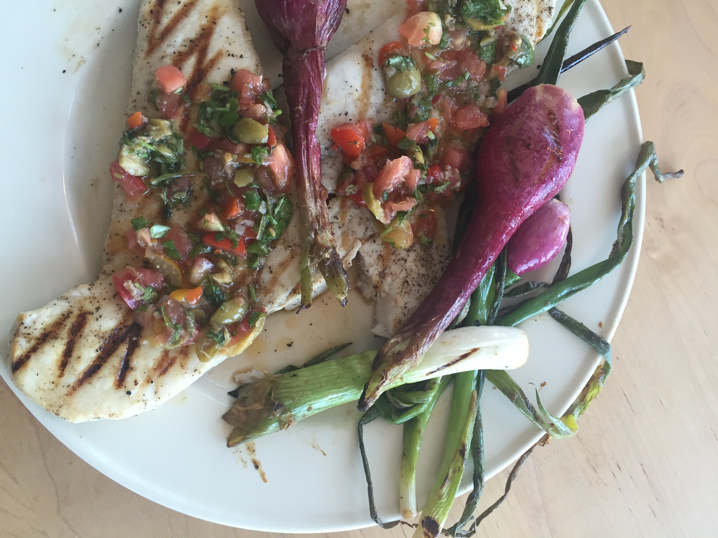 grilled swordfish with tomato tapenade