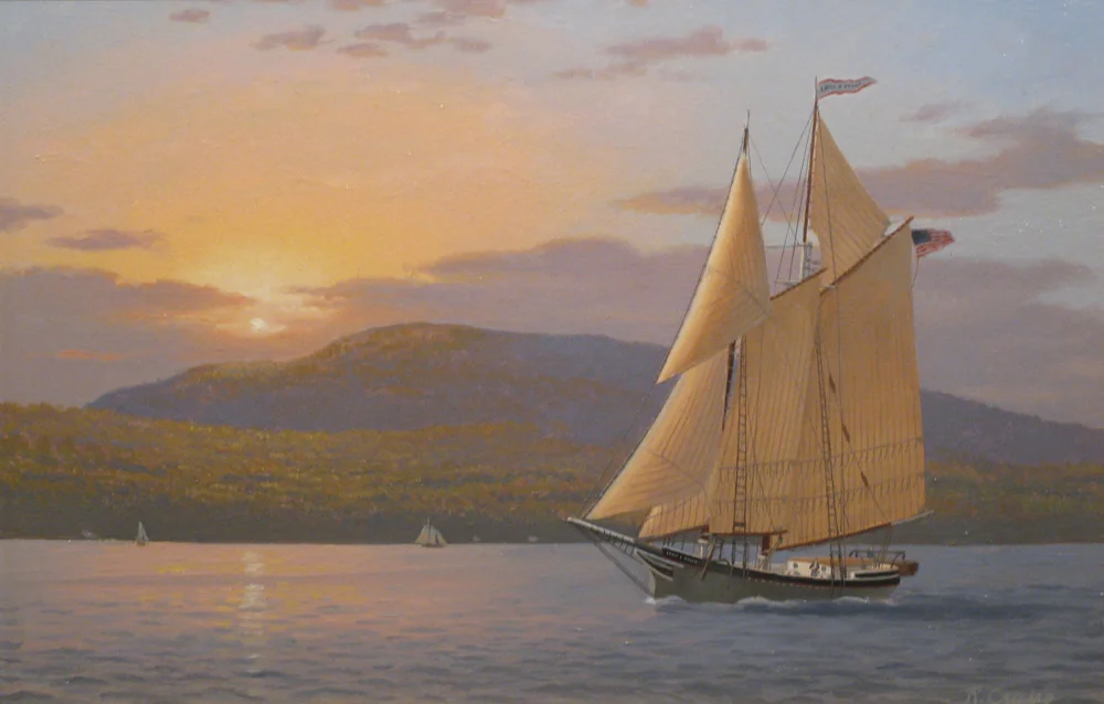 Sunset Off Maine Coast, Mt. Megunticook