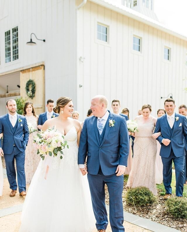 who doesn't love a walking bridal party with a beautiful barn backdrop? ⁠
⁠
#tbt to my VERY first wedding at @barnofchapelhill - I can't believe its already been over two years since Briana + Pete got married. I can definitely say it is one of my FAV