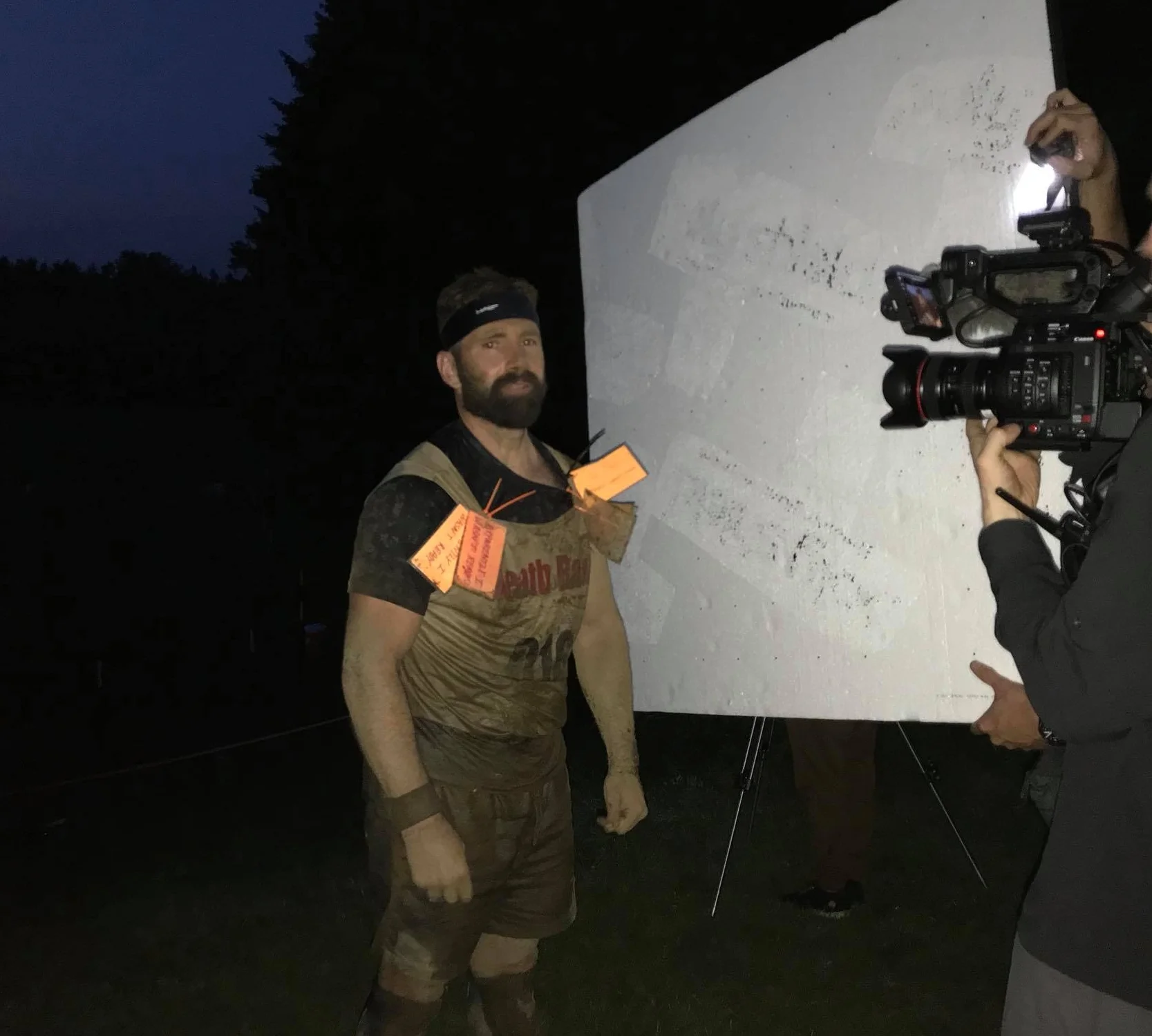 Pulled Off the Barbed Wire Track to Conduct a Video Interview for Men's Fitness