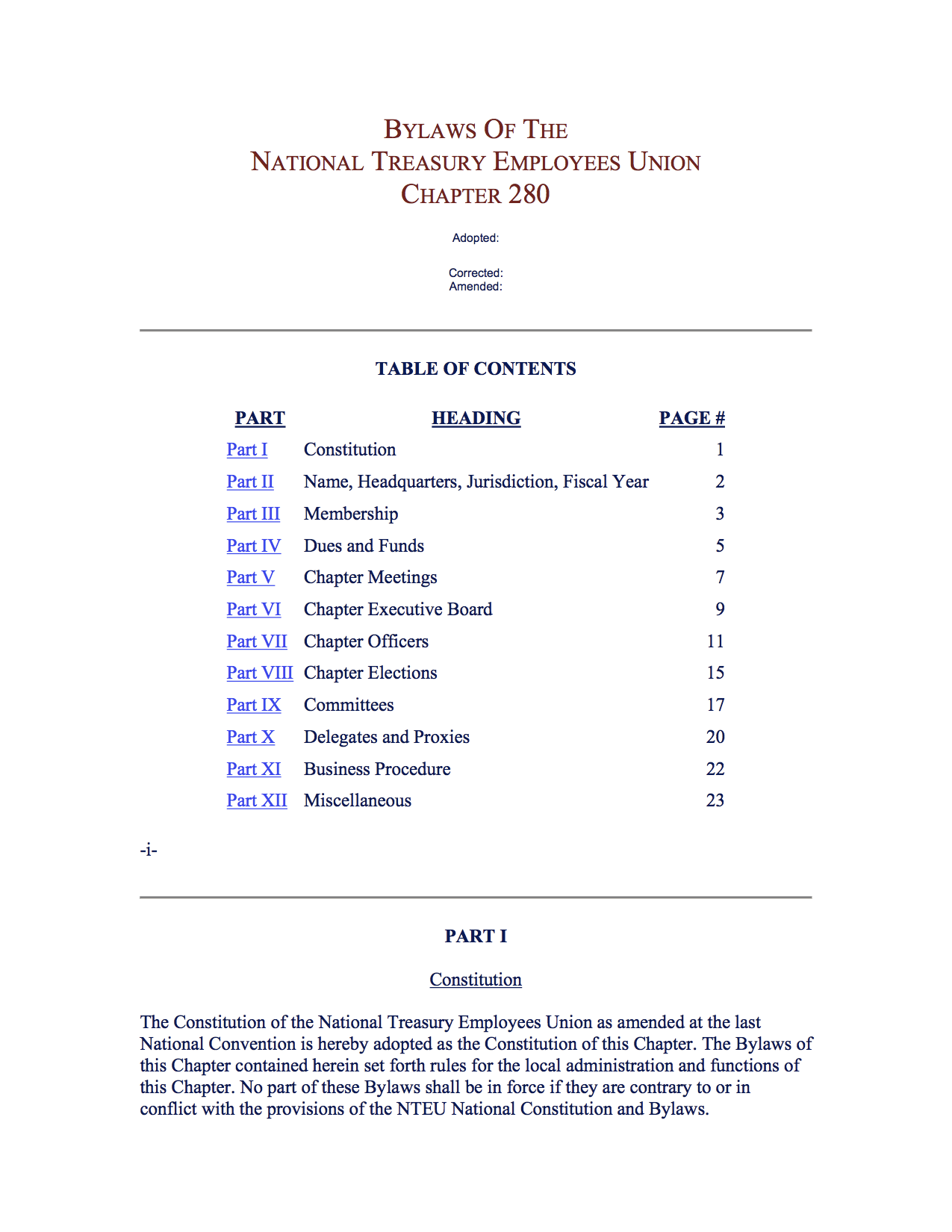 Chapter 280 Bylaws