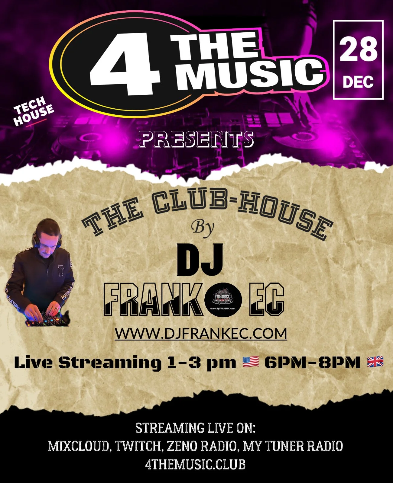 "The Club-House" by DJ FrankEC On 4TheMusic (12-28-22)