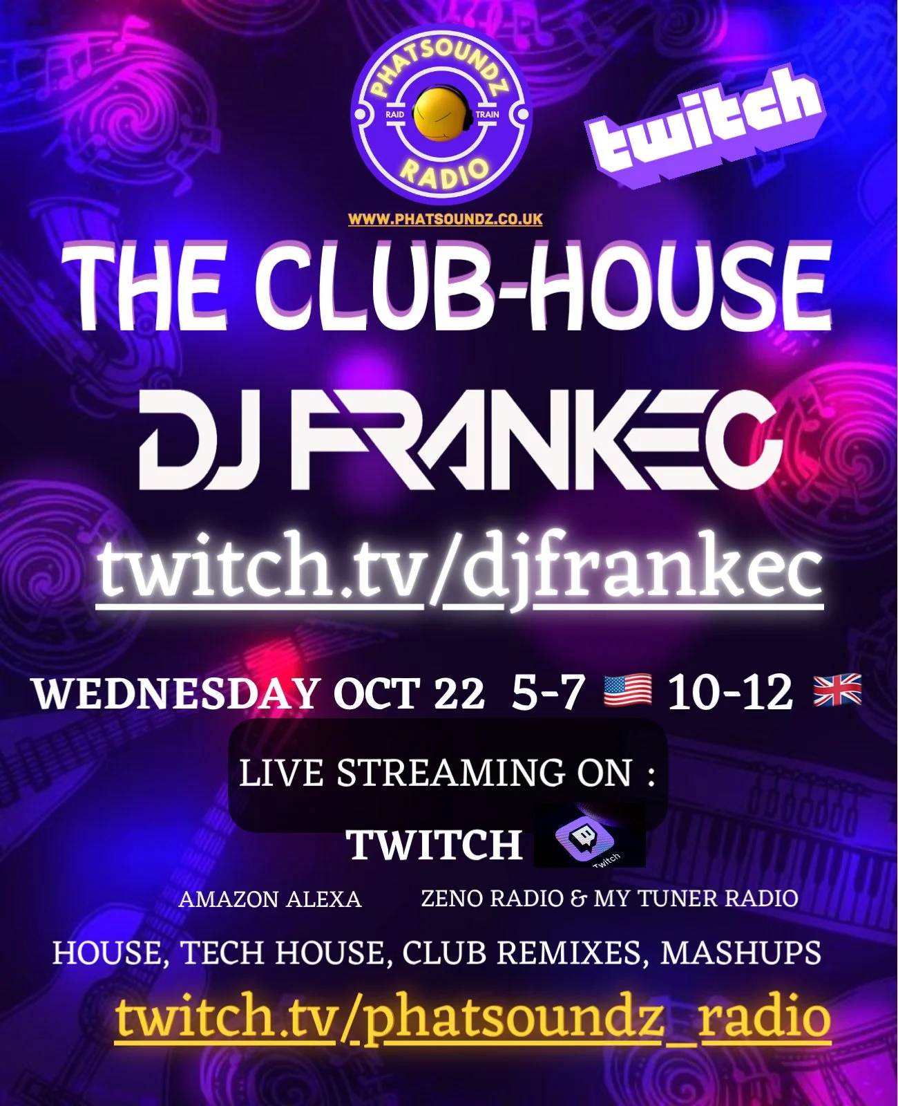 The ClubHouse by DJ FrankEC on Phatsoundz Radio (10-22-25)