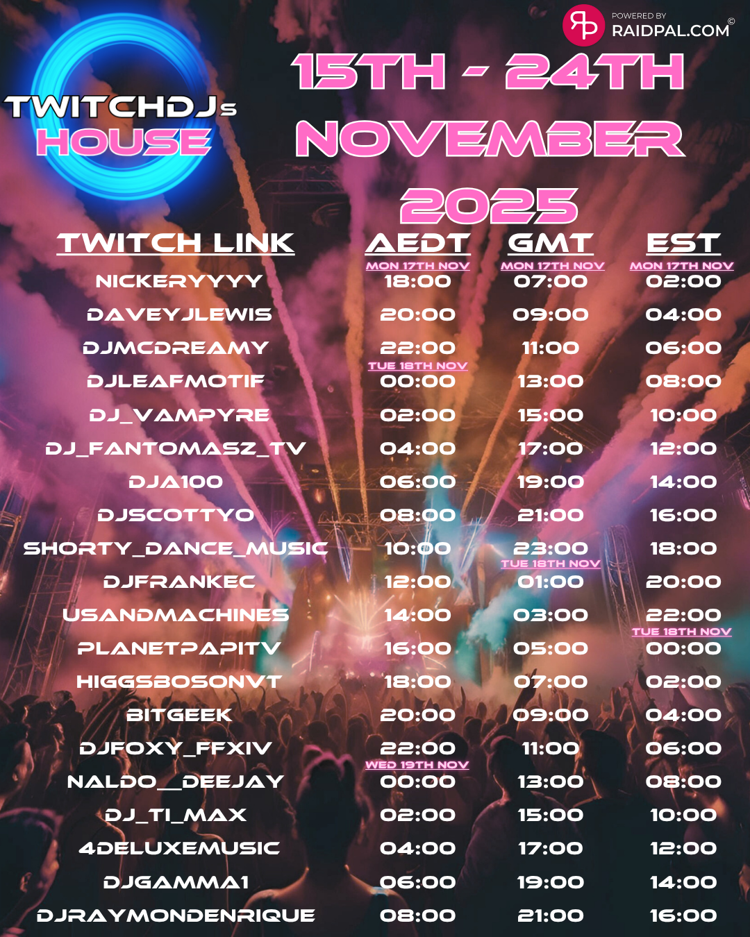 The ClubHouse by DJ FrankEC on The Twitch DJ’s House Raid Train (11-17-25)