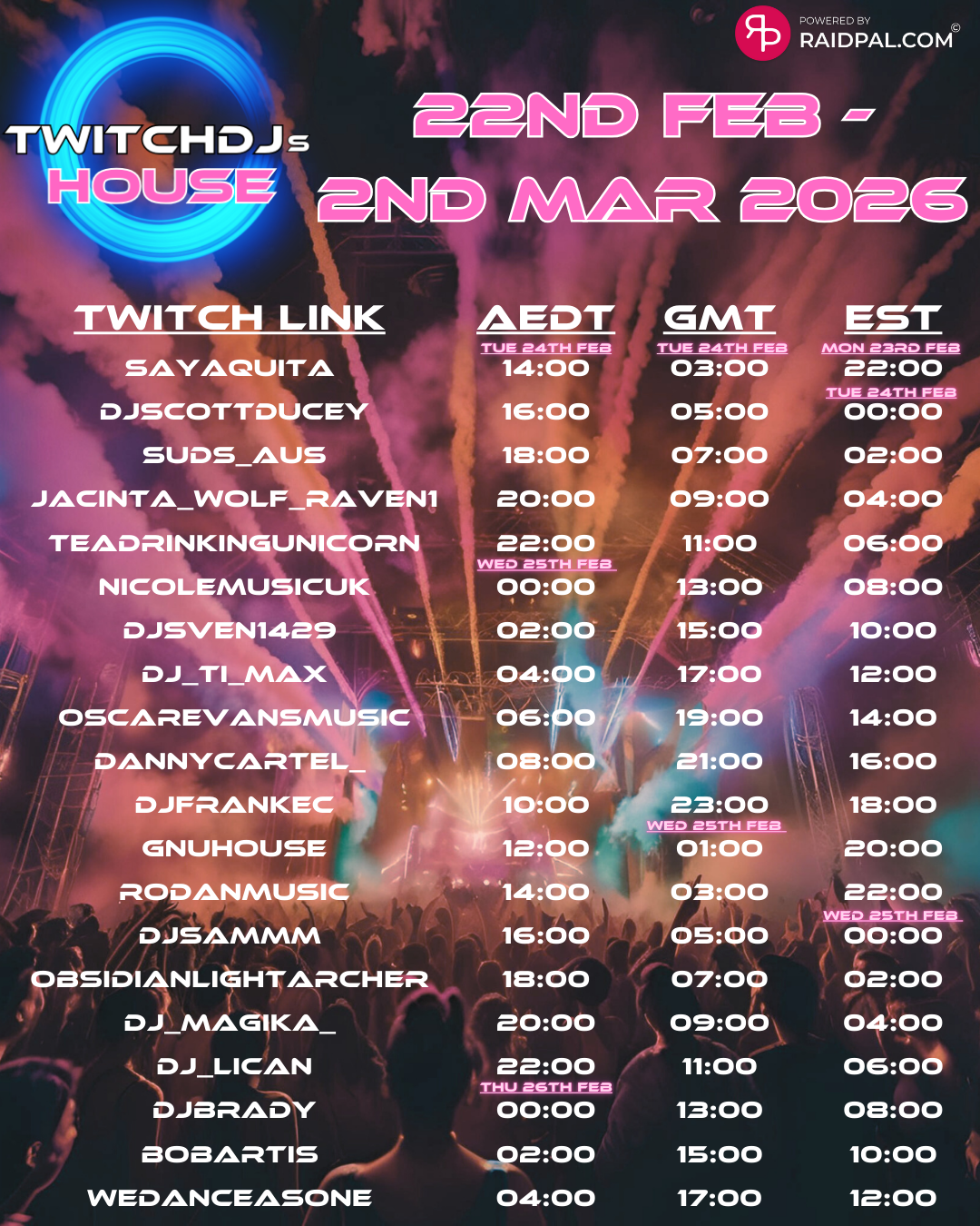 The ClubHouse by DJ FrankEC on The Twitch DJ’s House Raid Train (2-24-26)