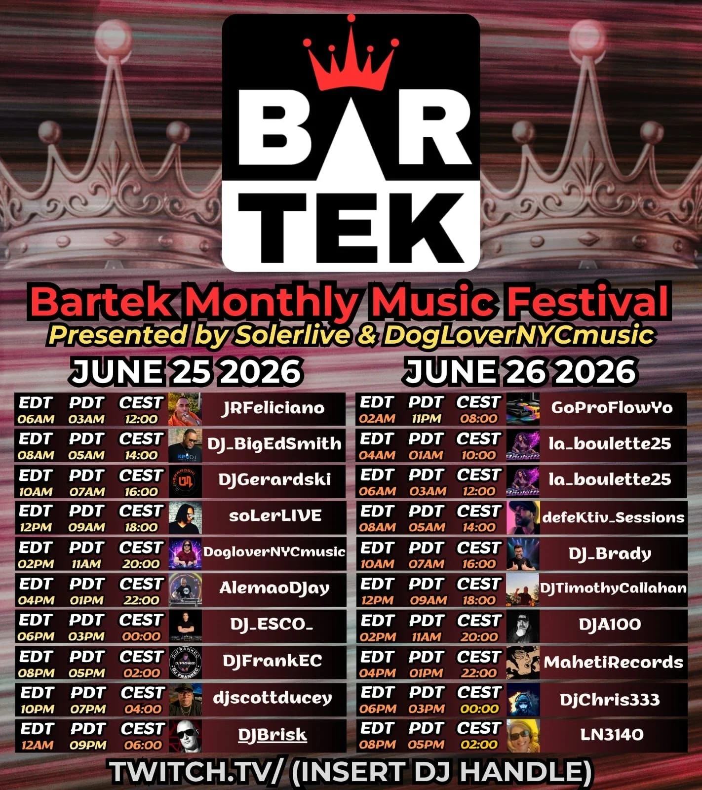 Bartek Monthly Music Festival DJ FrankEC (6-25-26)