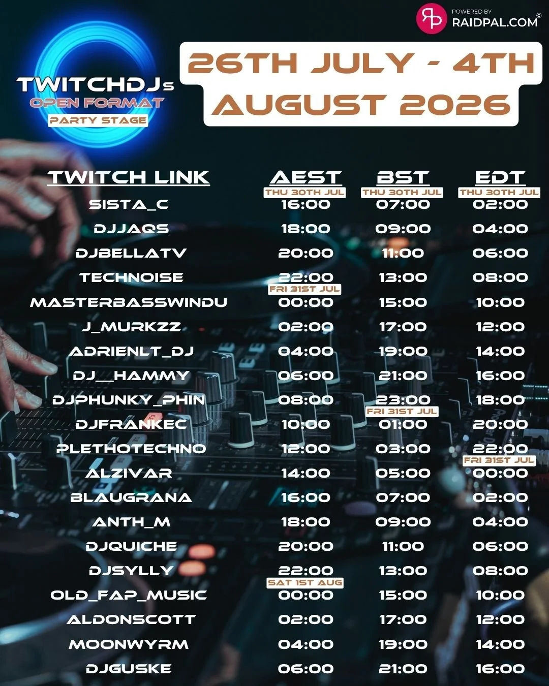 The ClubHouse by DJ FrankEC on The Twitch DJ’s Open Format Raid Train (7-29-26) episode artwork