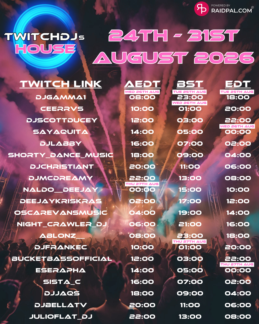 The ClubHouse by DJ FrankEC on The Twitch DJ’s House Raid Train (8-26-26)