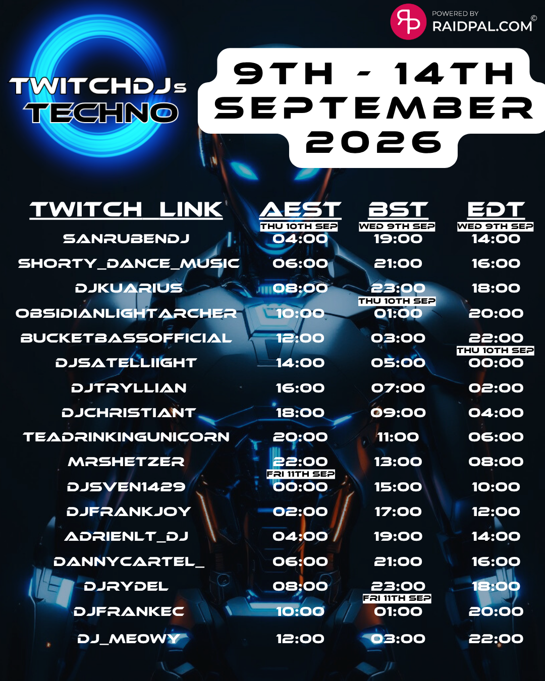 Twitch DJ’s Techno Raid Train by DJ FrankEC (9-10-26)