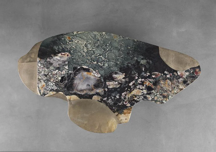 DC160 1B: Marble & brass coffee table. Design by Vincenzo De Cotiis.