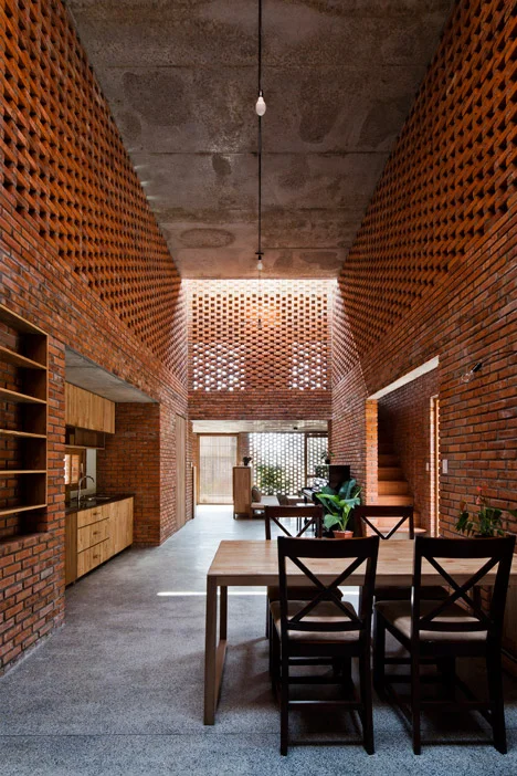 Interior view from the dinning of The Termitary House refurbishment by Architectural Studio Tropical Space in Vietnam as seen in www.dezeen.com/ Photo credit: Oki Hiroyuki .