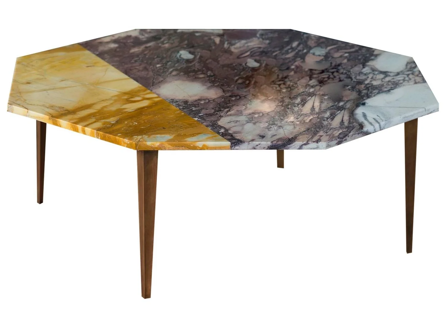 Tables: Marble & brass coffee table by Thierry for Campbell-Rey.
