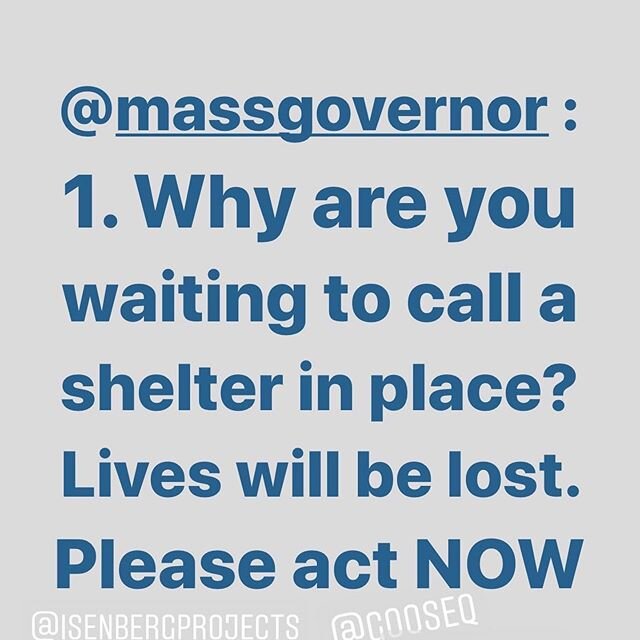 @massgovernor &mdash; Please call a shelter in place now. You have the opportunity to save lives. Thank you. ➡️