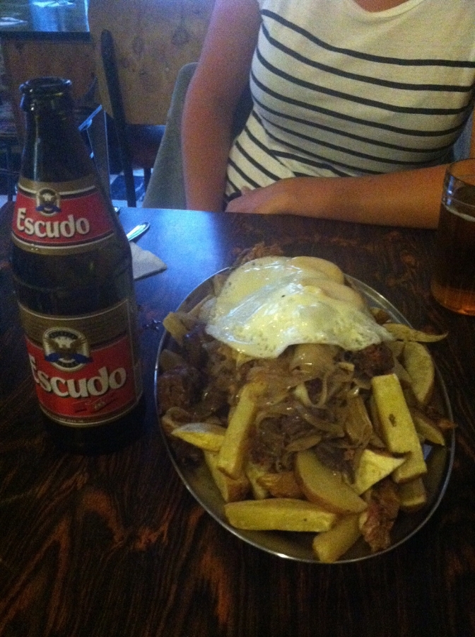 Best hangover, street food EVER! Local beer and Chorillana