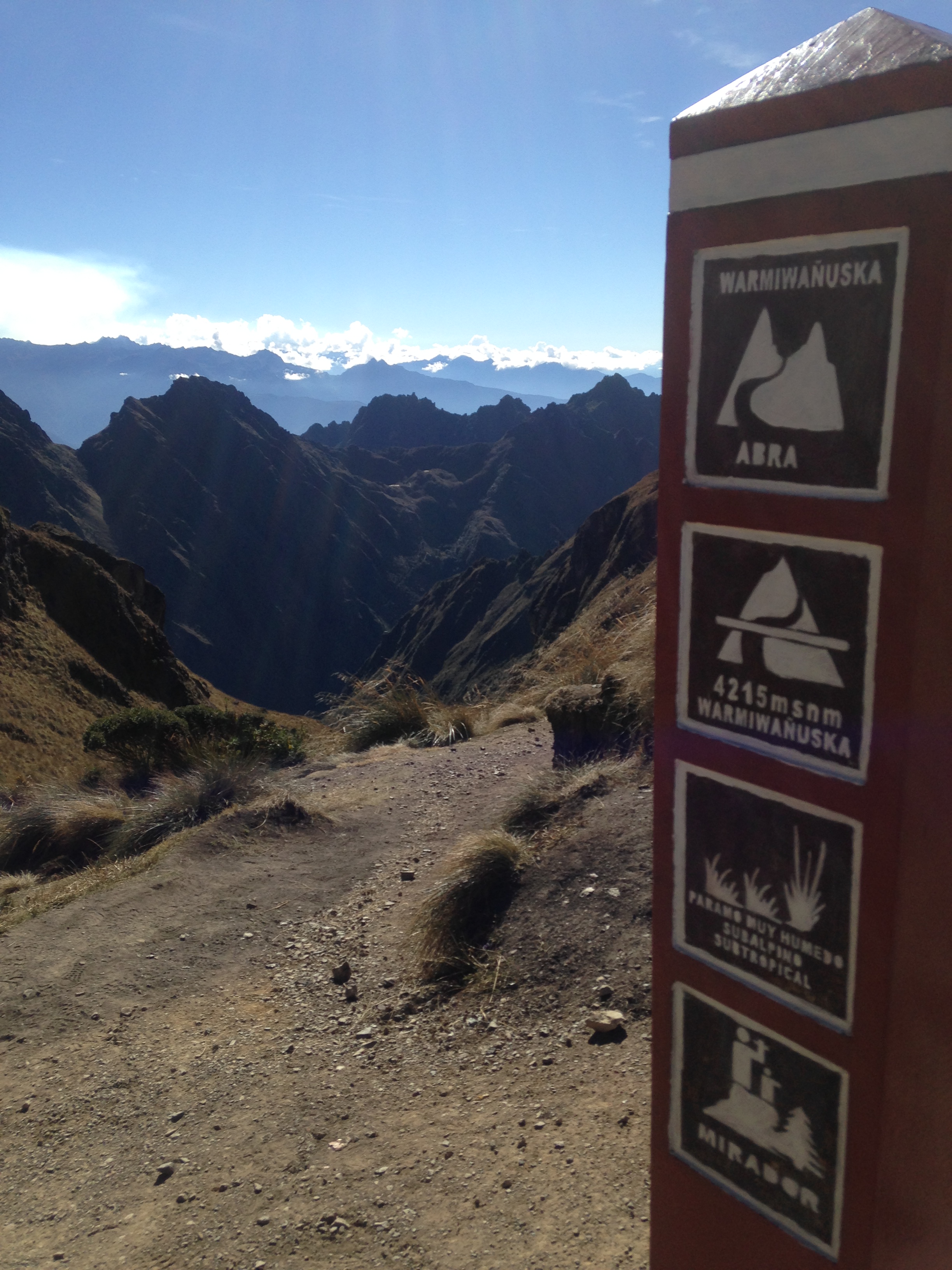 On day two, after six hours climbing steps uphill, we reached the highest point on the trek: Dead Woman's Pass at +-14,000 feet!