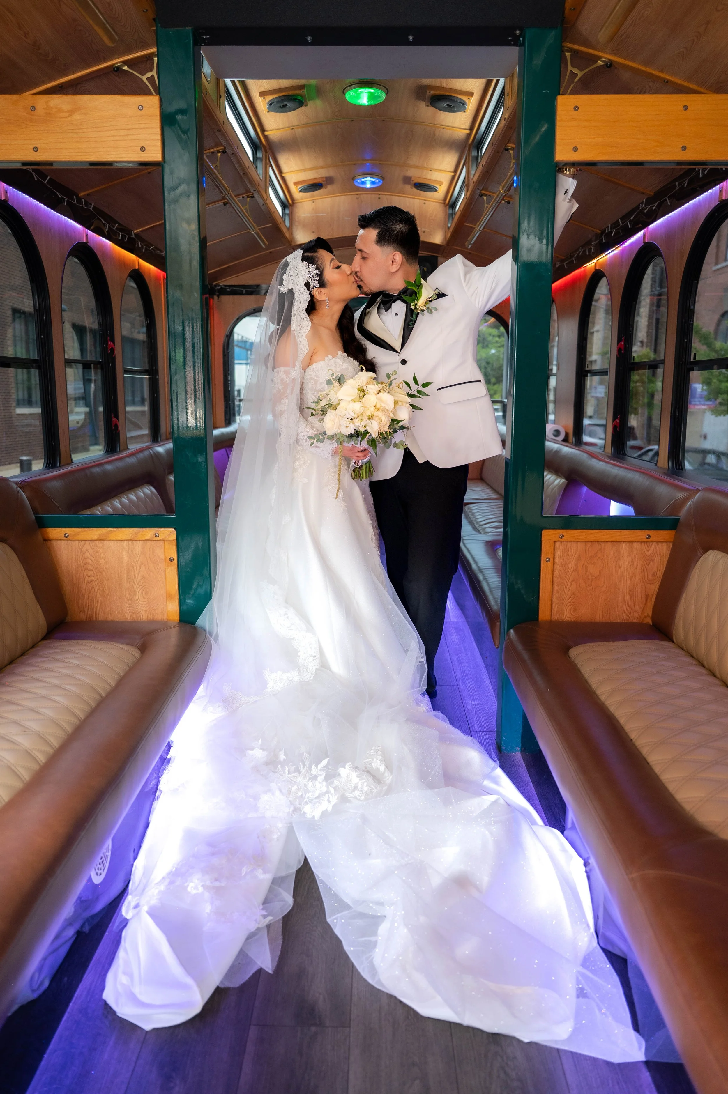 Newlyweds ready to celebrate their wedding in Chicago.