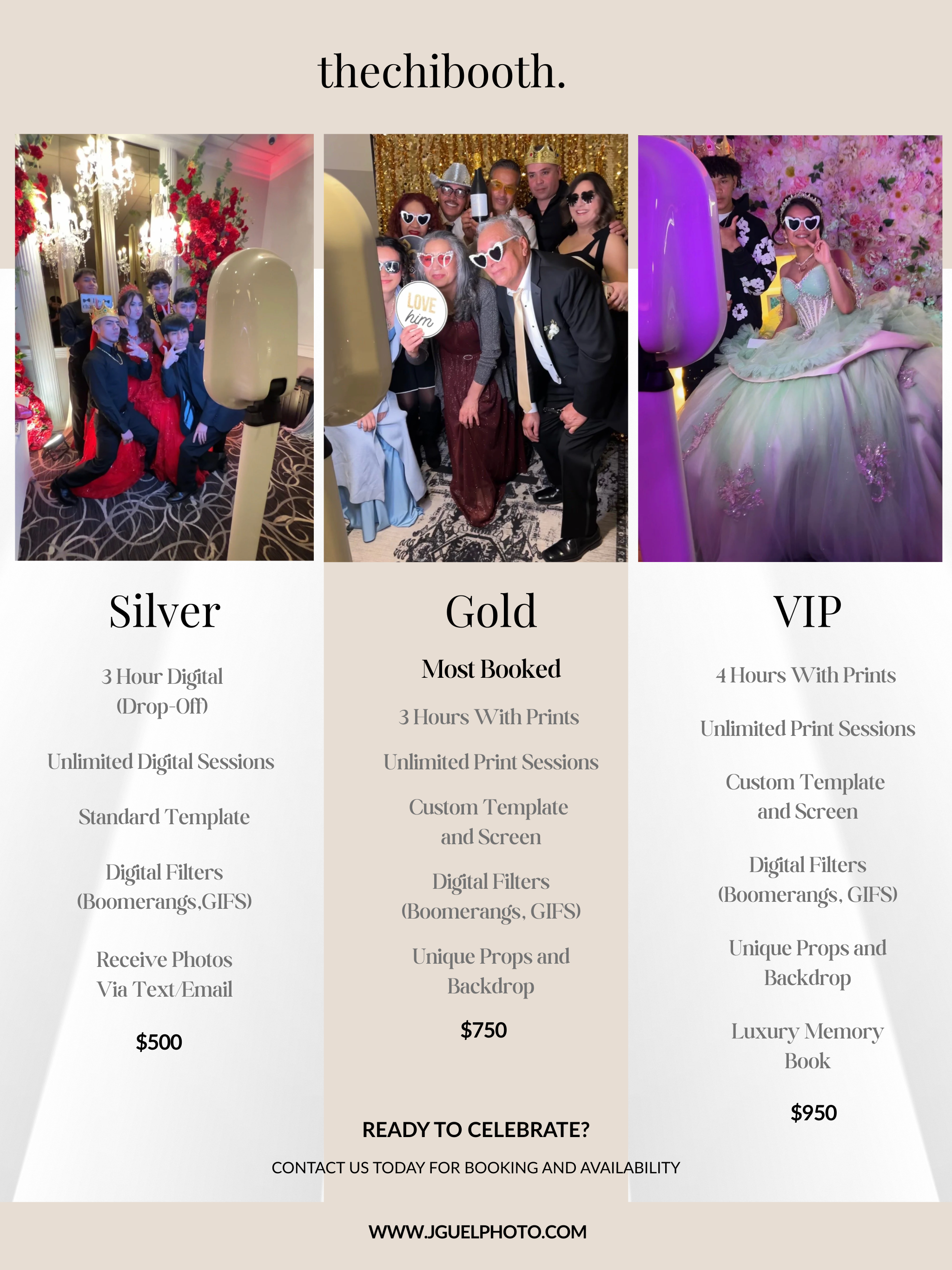 Chicago Photo Booth rentals for weddings and quinceañeras.