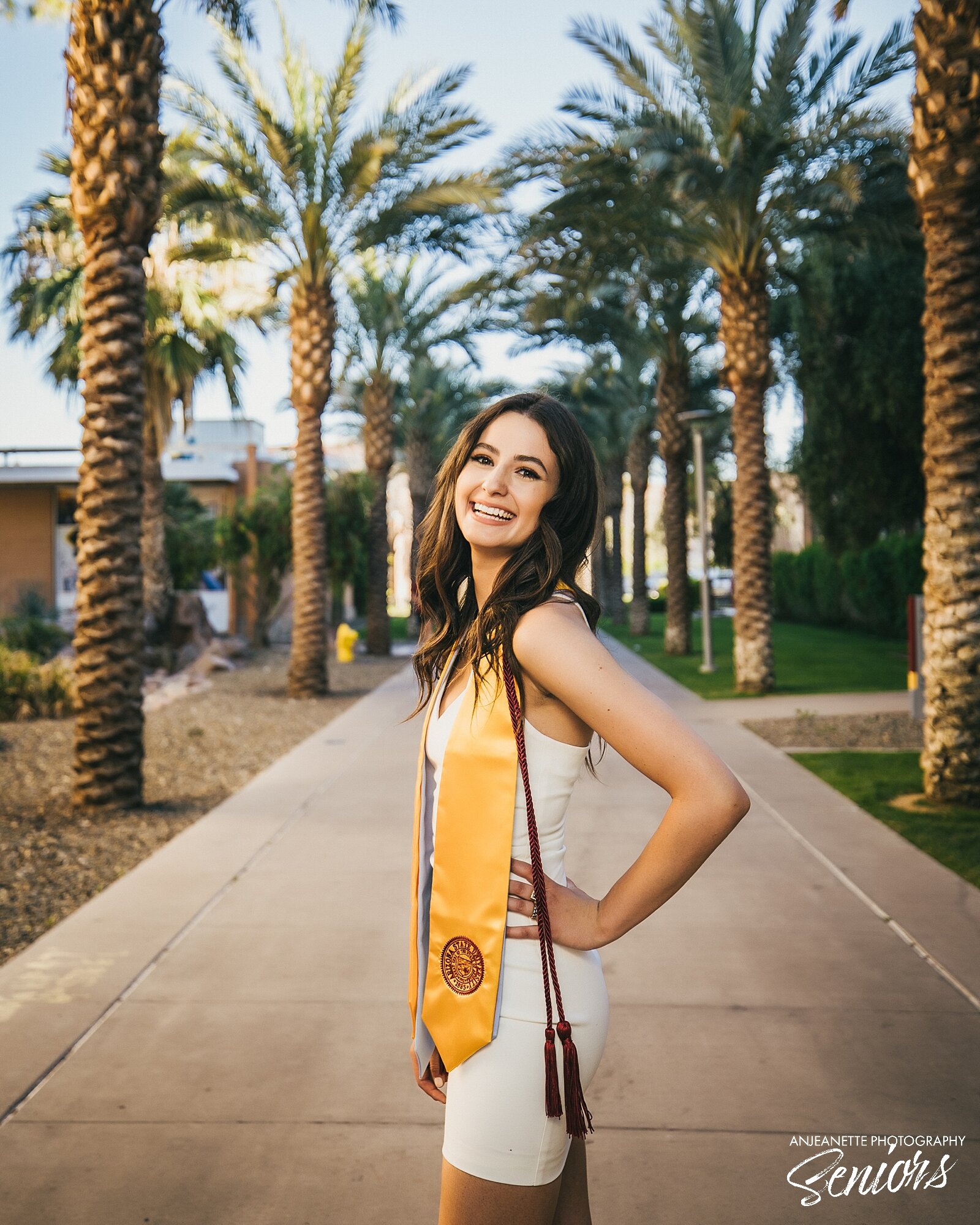  best ASU senior picture Places near me Old Main Phoenix Arizona State University campus to take senior pictures Anjeanette Photography Graduation Picture High School Senior Portraits Peoria 